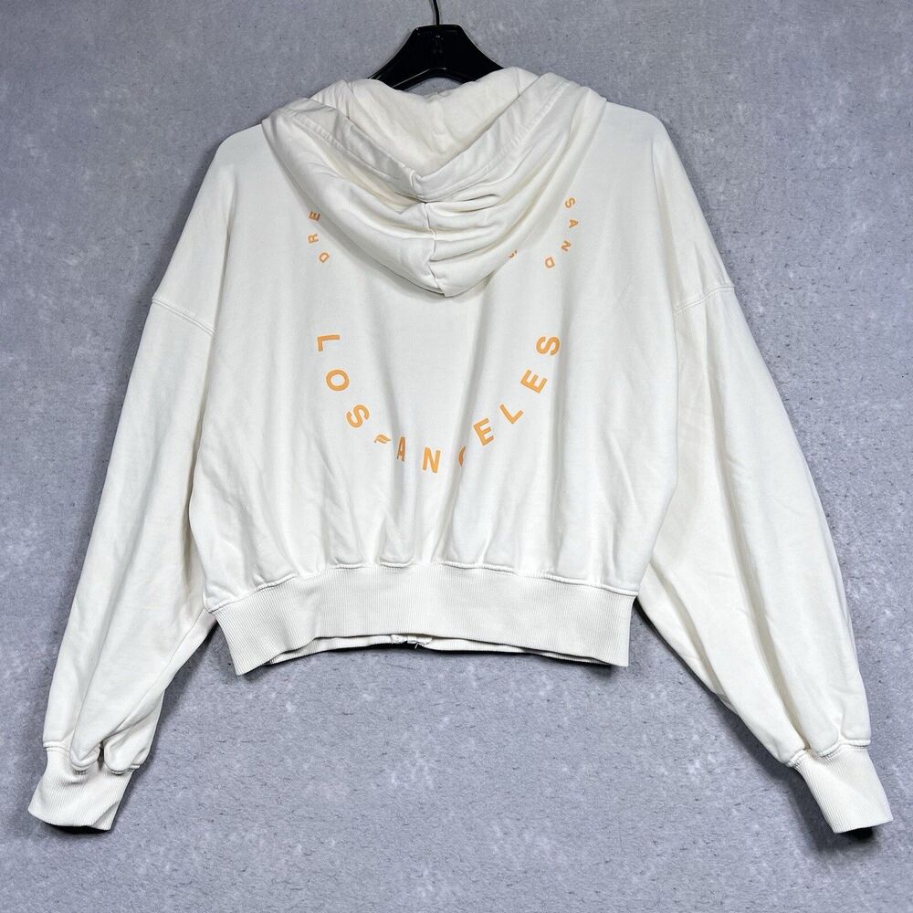 Fabletics Hoodie Womens Size Medium Offwhite Full Zip Sweatshirt Hoodie